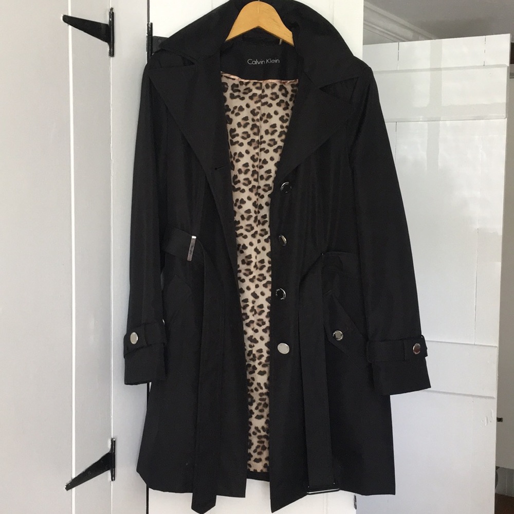 Calvin Klein black rain trench coat